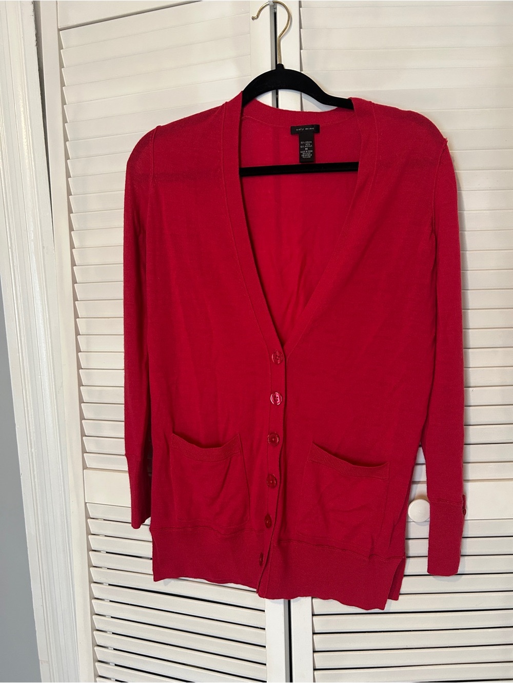 Only Mine Bright Red V-Neck Button Pocket Cardigan